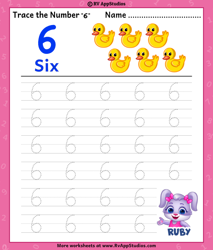 number 6 tracing worksheet