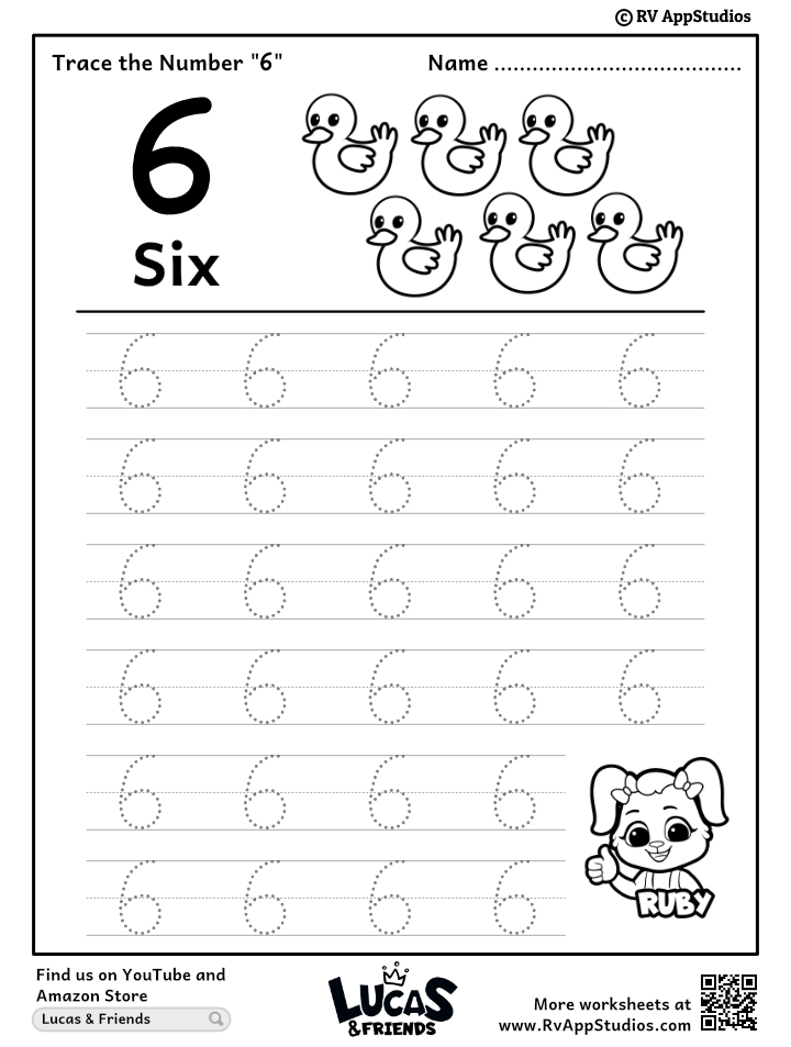number 6 worksheet for preschoolers