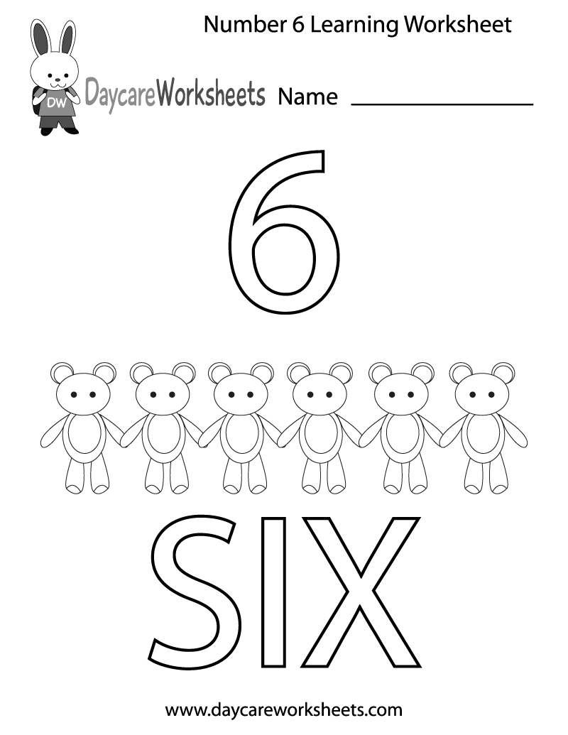 number 6 worksheet for preschoolers