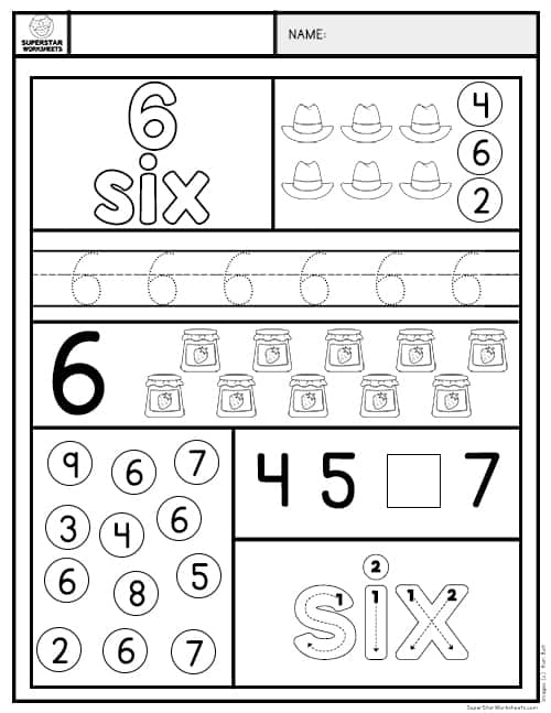 number 6 worksheet for preschoolers