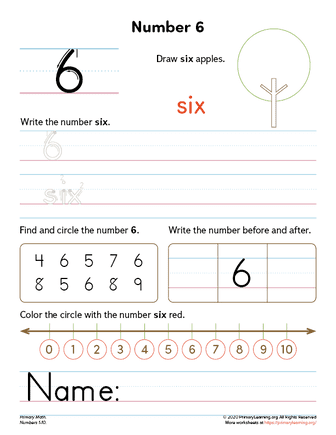 All About Number 6 Worksheet  