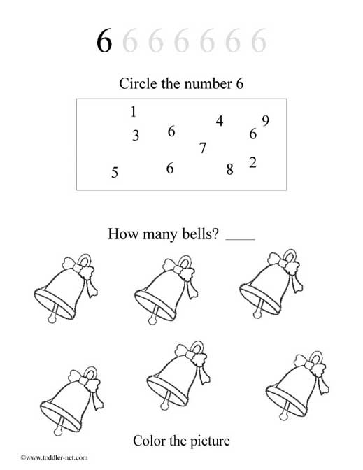 number 6 worksheet for preschoolers