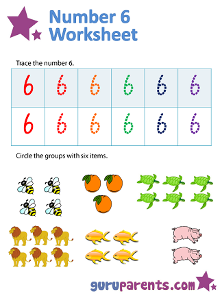 number 6 worksheet for preschoolers