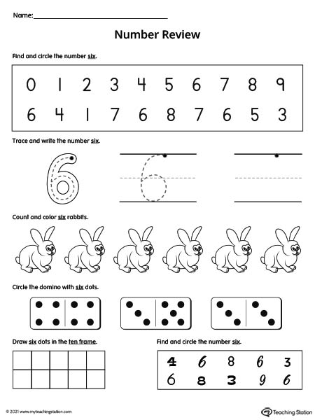 number 6 worksheet