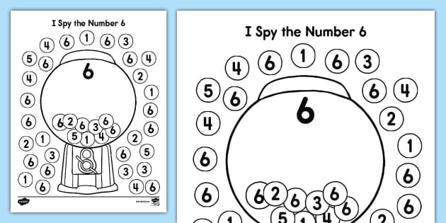 I Spy the Number 6 Worksheet (teacher made) - Twinkl
