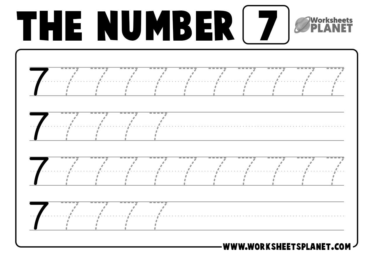 number 7 tracing worksheet