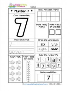 number 7 worksheet for kindergarten students