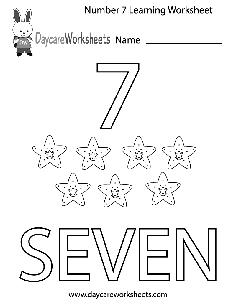 number 7 worksheet for preschool