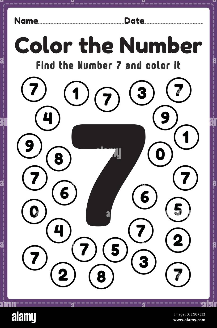 Number 7 worksheet hi-res stock photography and images - Alamy