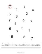 Number 7 Worksheets - Twisty Noodle