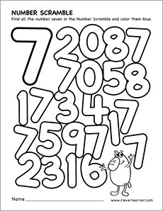 number 7 worksheet for toddlers