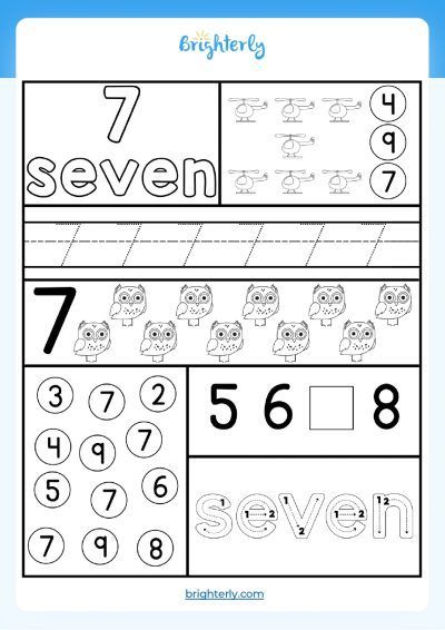 number 7 worksheet for toddlers