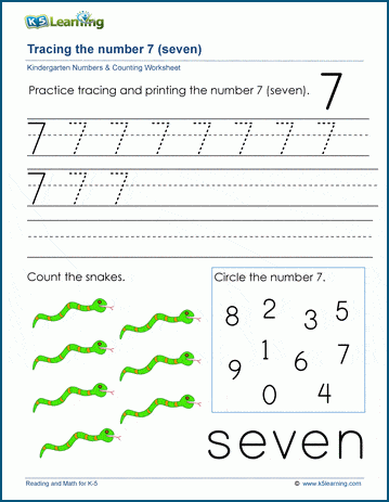 number 7 worksheet preschool
