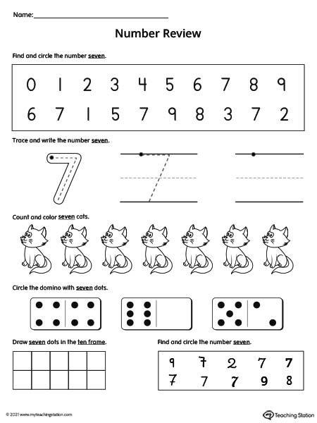 number 7 worksheet preschool