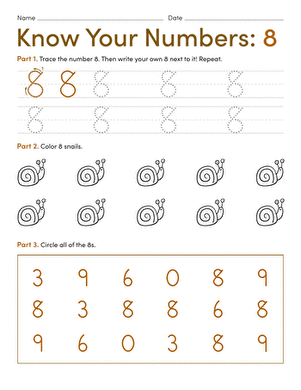 number 8 preschool worksheet