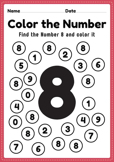 number 8 worksheet for preschool