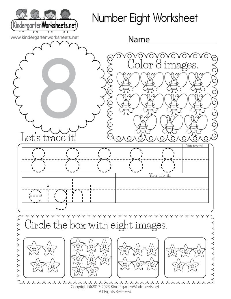 number 8 worksheet for preschoolers
