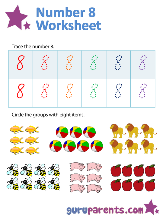 number 8 worksheet for preschoolers