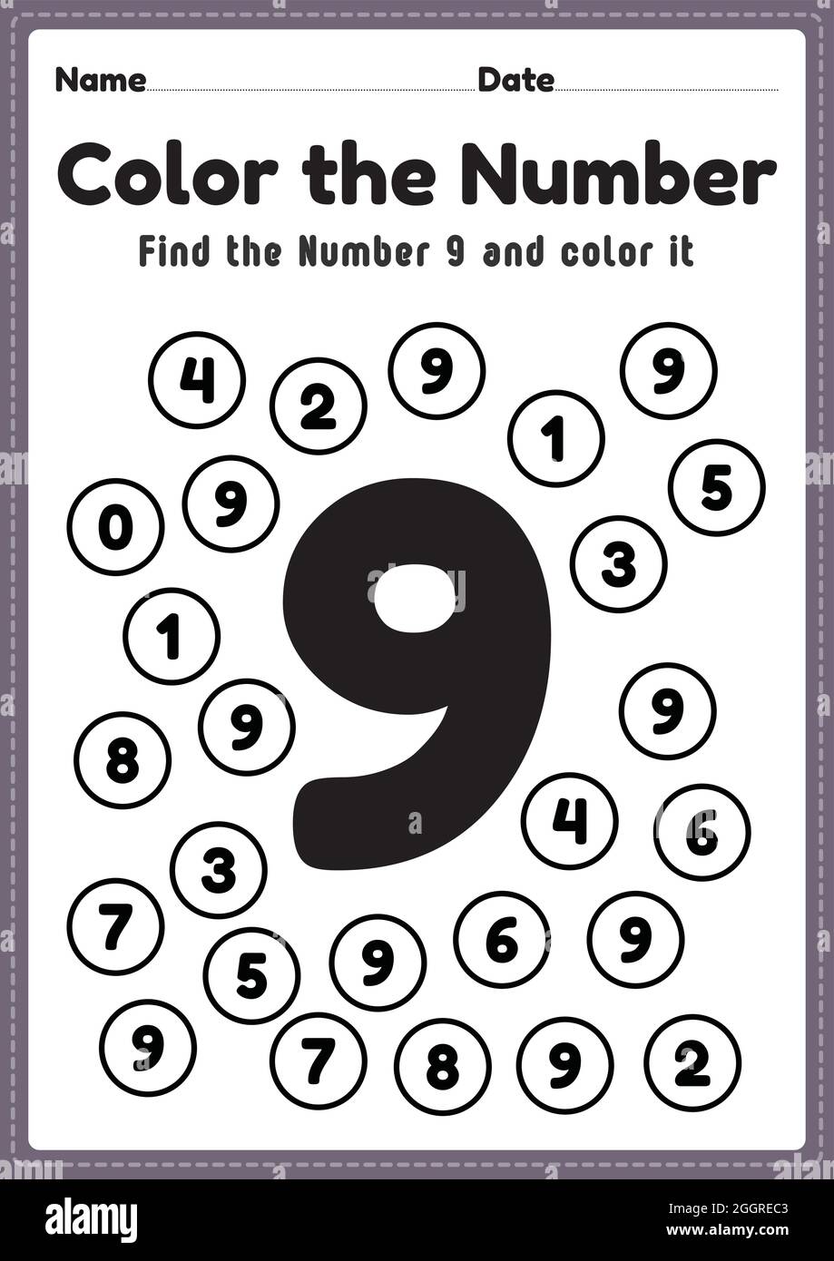 number 9 worksheet for kindergarten