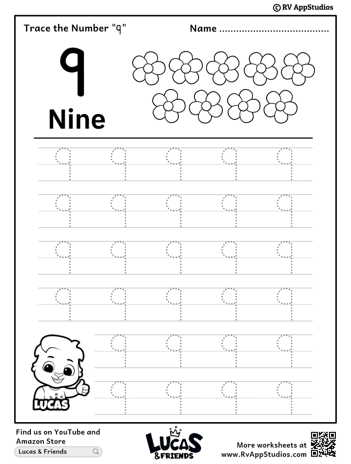 number 9 worksheet for kindergarten