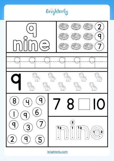 number 9 worksheet for preschool