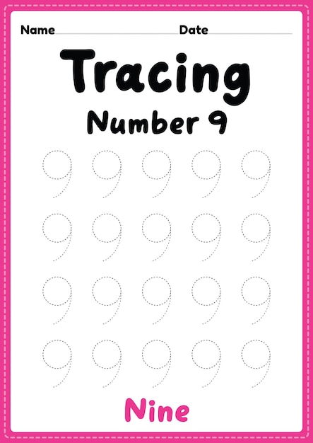 number 9 worksheet for preschool