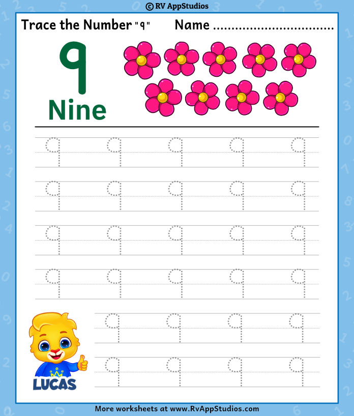 number 9 worksheet for toddlers