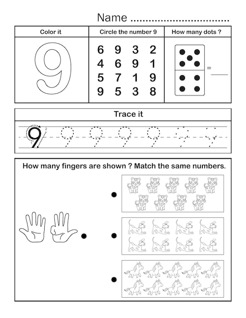 number 9 worksheet preschool