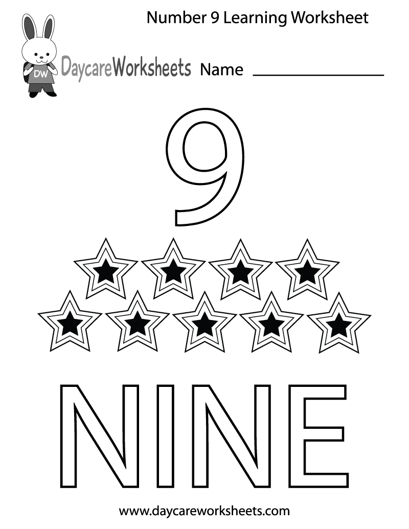 number 9 worksheet preschool