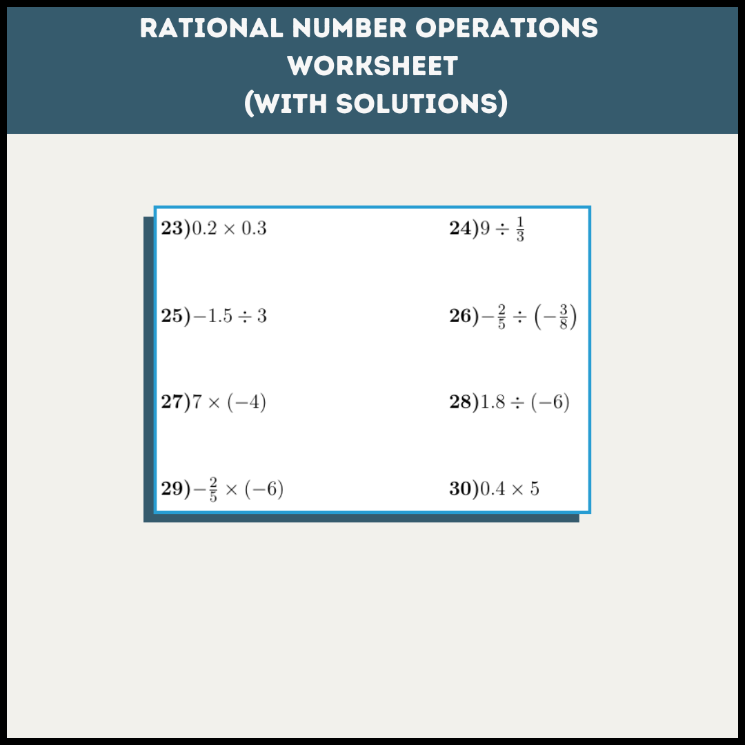 Rational number operations worksheet (with solutions) - Worksheets Library