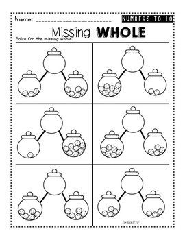 number bond worksheet kindergarten