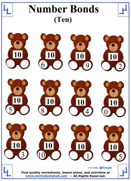 number bond worksheet to 10