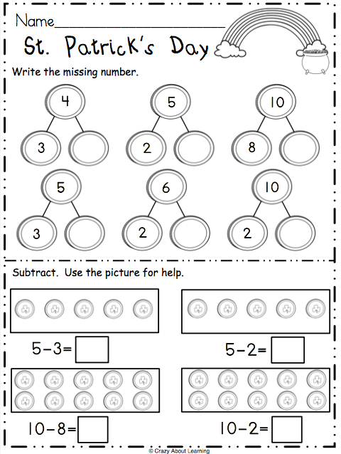 St. Patricks Day - Number Bonds - Five and Ten Frames | Made By ...
