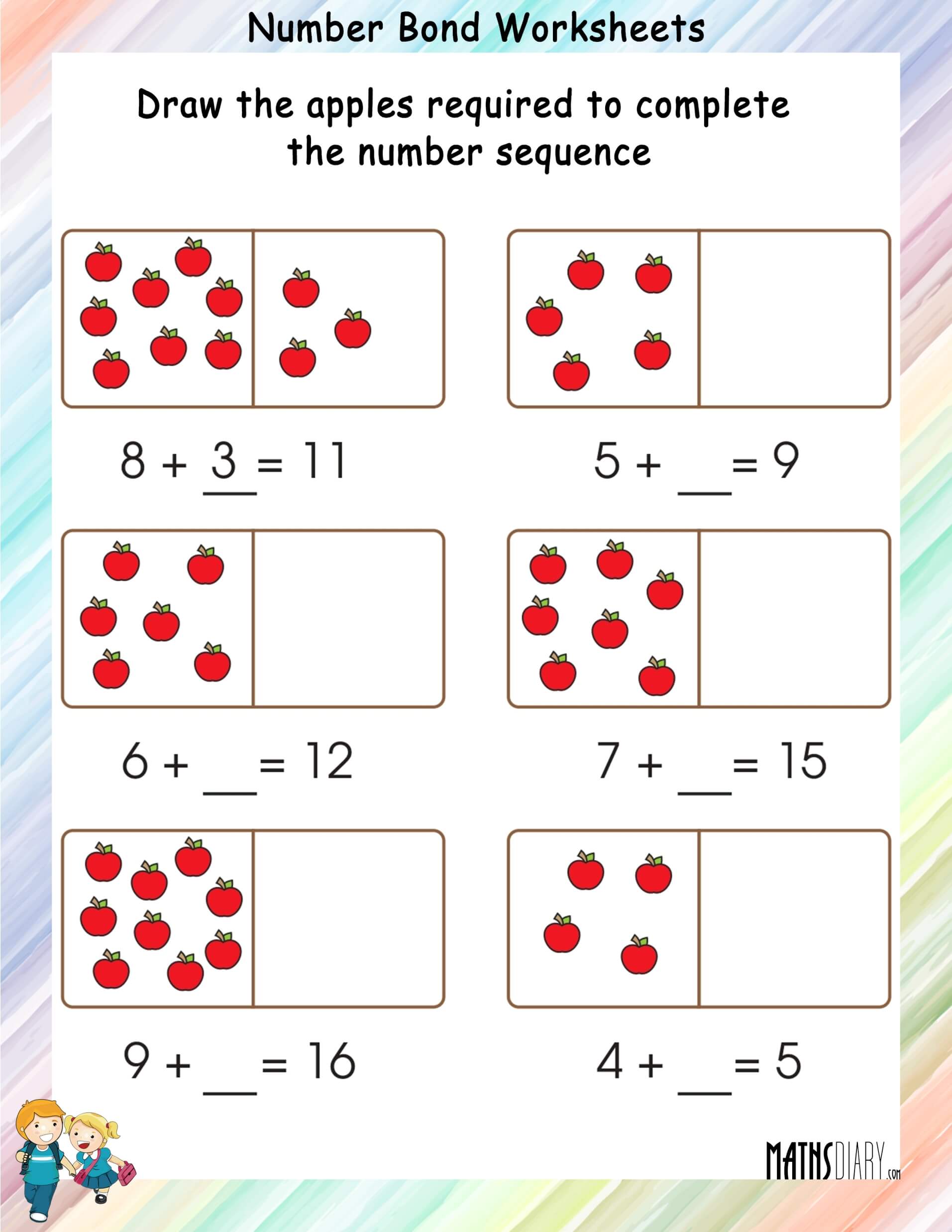 Number Bond Worksheets - Math Worksheets - MathsDiary.com