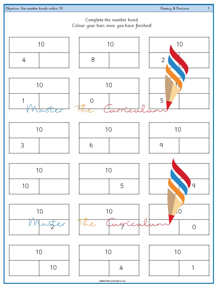 Year 1 - Use number bonds within 10 (6) - Master The Curriculum