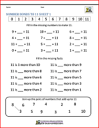 number bonds to 20 worksheet