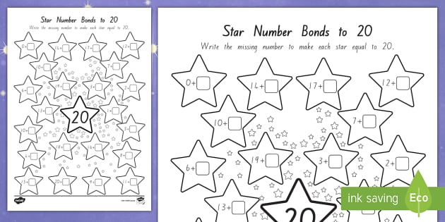 number bonds to 20 worksheet