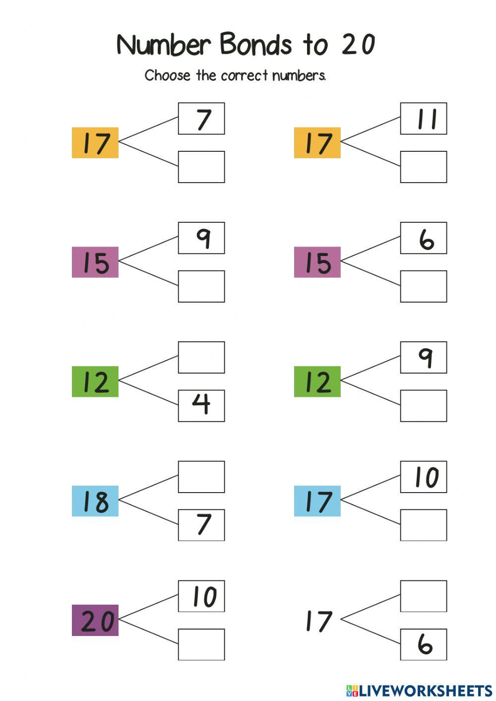 Number Bonds To 20 Worksheet Worksheets Library Number Bonds To 20 Worksheet Worksheets Library