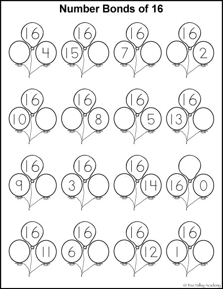 number bonds worksheet 1st grade