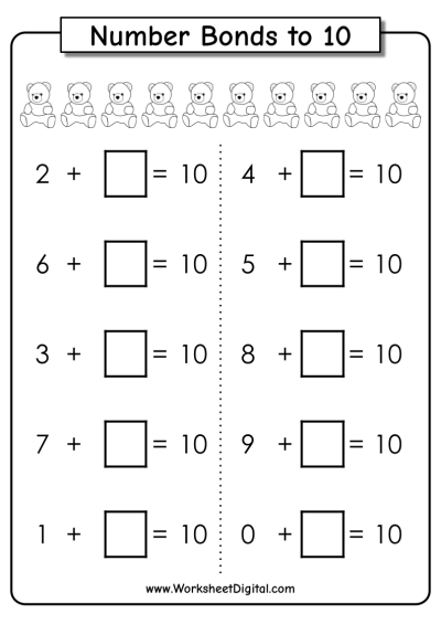 number bonds worksheet 1st grade