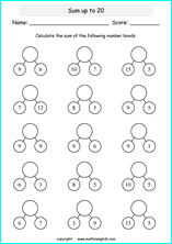 number bonds worksheet for first grade