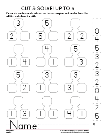 Cut &  Solve - Number Bonds #1  