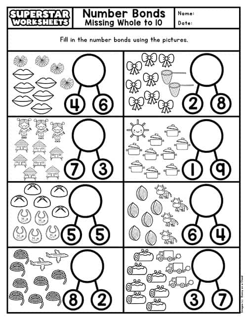 number bonds worksheet for number 2