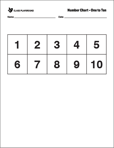 number chart 1 10 worksheet