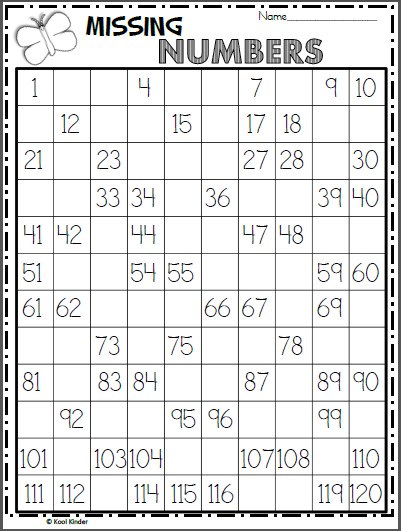 Free Numbers Chart Worksheet - Write the Missing Numbers | Made By ...