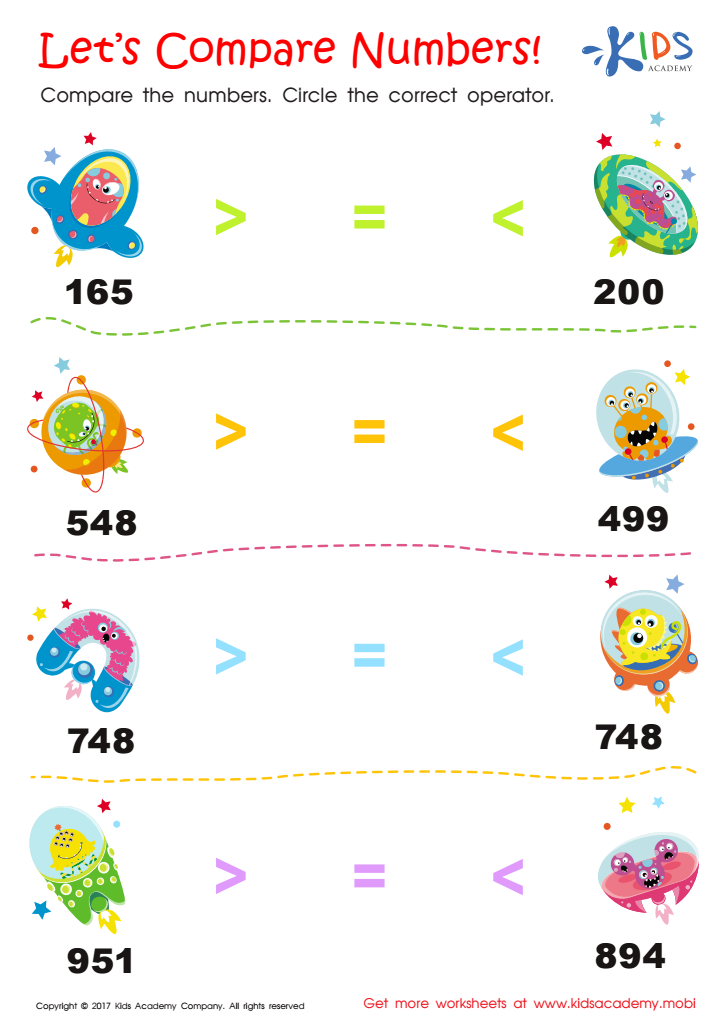 Сomparing numbers worksheets - Free counting worksheets