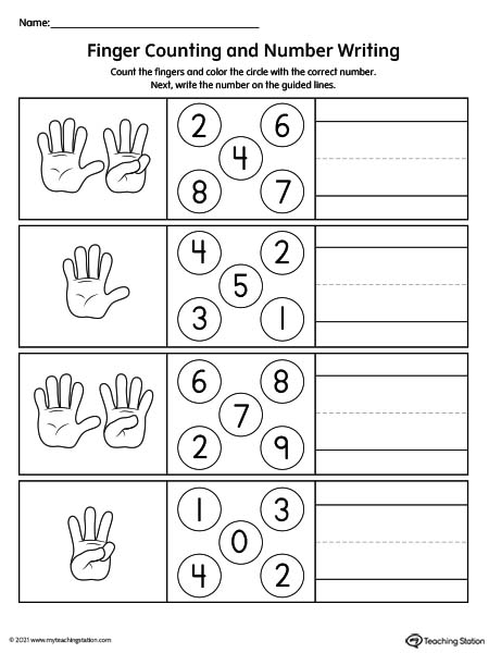 Counting the Fingers and Writing the Number Worksheet ...
