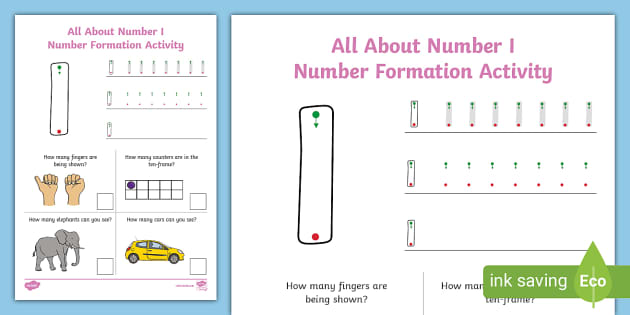 All About Number 1 Number Formation Worksheet (teacher made)