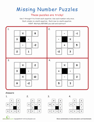 number grid puzzle worksheet