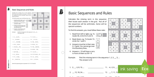 number grid worksheet